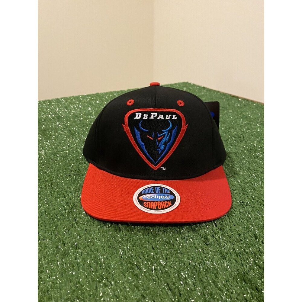 Vintage Depaul Blue Demons hat cap snap back red black new mens basketball Y2K
